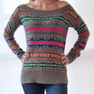AMERICAN EAGLE | Fair Isle Wool Off Shoulder Sweater | XS